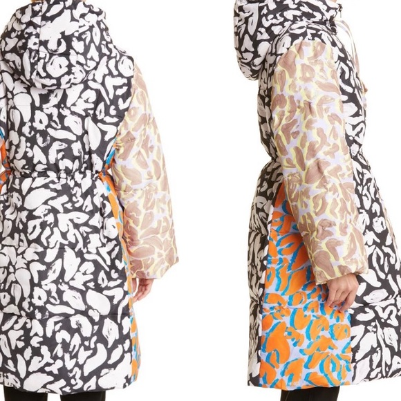 SOLD Stine Goya Abstract Leaf Mix Print Puffer Coat - Picture 4 of 6